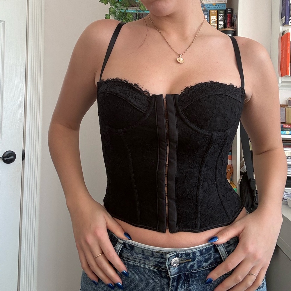 SHEIN Black Lace Corset Bustier Top – XS